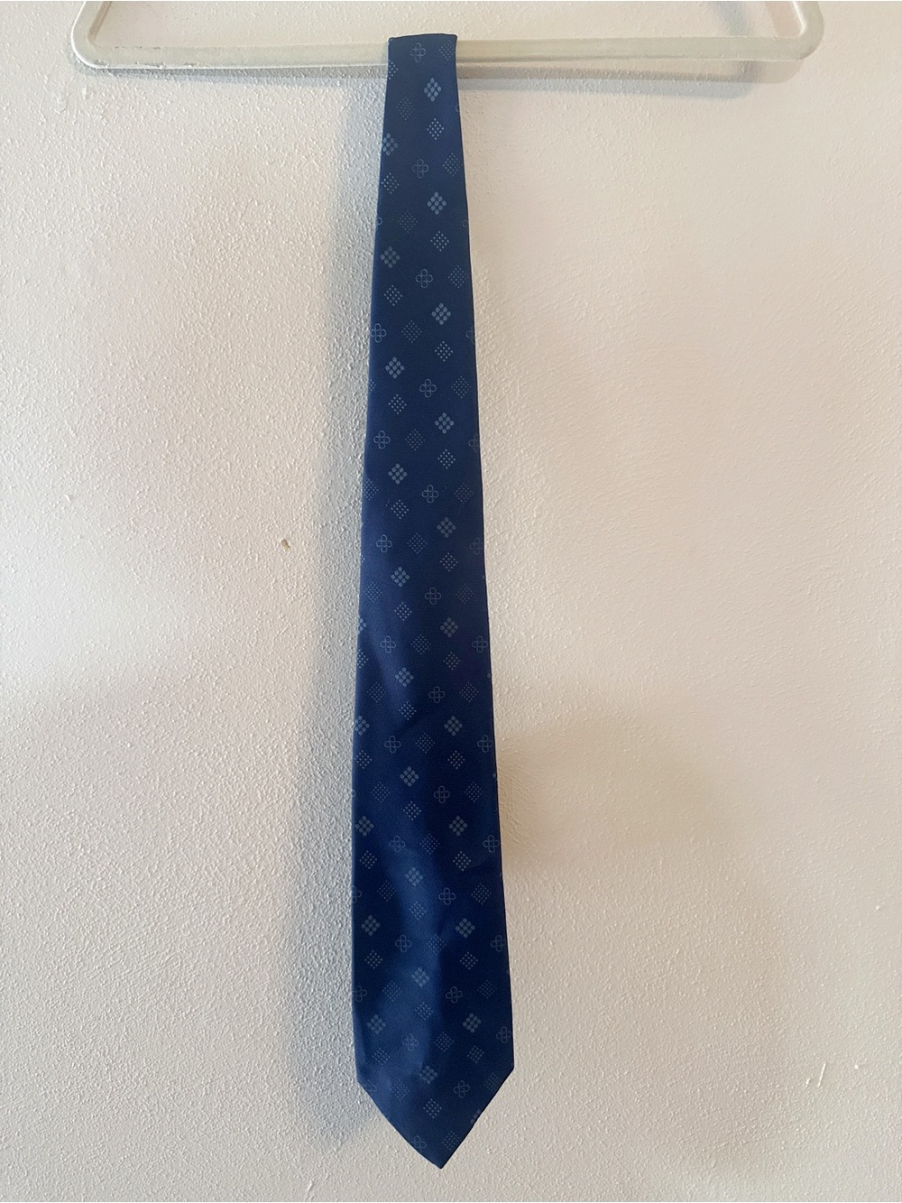 Wemlon by Wembley Navy Blue Geometric Diamond Necktie Vintage Classic Tie - Picture 2 of 6
